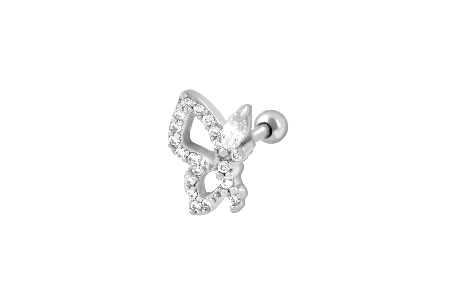 Chirurgenstahl Ohrpiercing mit Brass-Design SCHMETTERLING + KRISTALLE ++SALE++